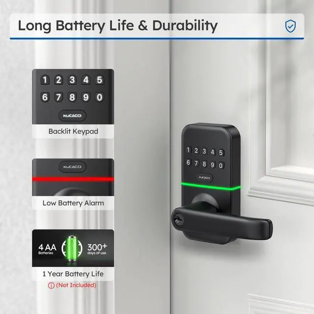 Alt view image 4 of 7 - Smart Door Handle Lock with Keypad: Keyless Entry Digital Knob for Front Door - Electronic Smart Lock with Keypad - Exterior Code Door Knob - Easy Installation