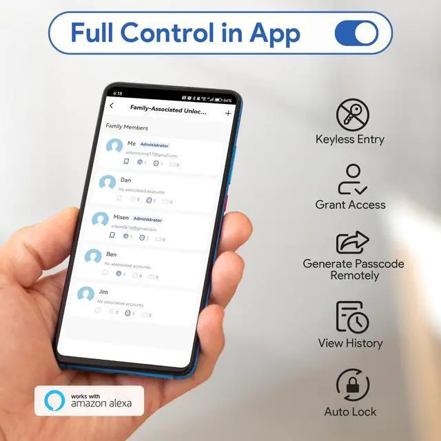 Alt view image 4 of 6 - Smart Keypad Door Lock with Handle: Keyless Entry Fingerprint Lock for Front/Interior Door, Electronic Digital Lock with Code, Easy Installation(Model X1)