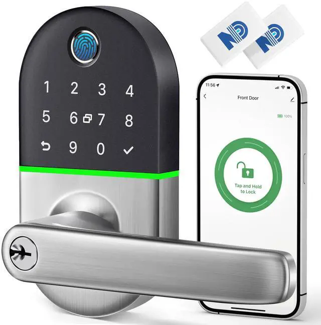 Main image of Smart Keypad Door Lock with Handle: Keyless Entry Fingerprint Lock for Front/Interior Door, Electronic Digital Lock with Code, Easy Installation(Model X1)
