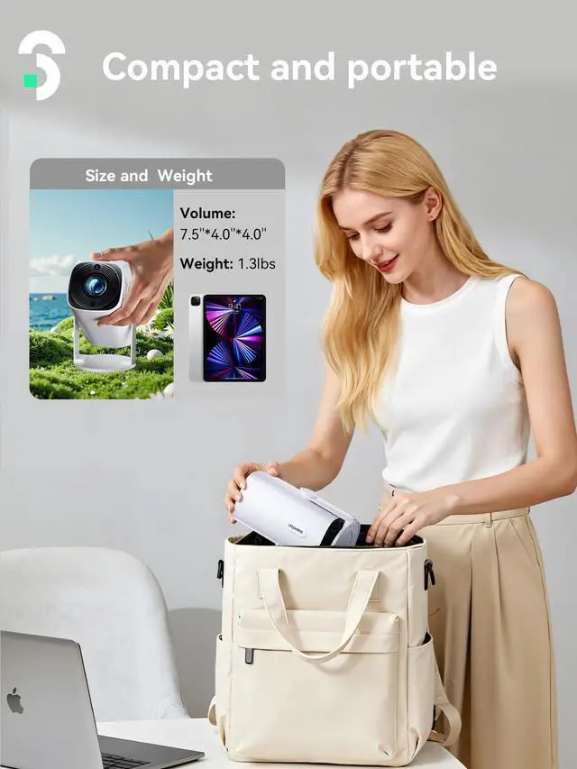 Alt view image 7 of 7 - Mini Projector 1080P Support - Portable Small Video Movie Projector Bluetooth 5.1 Auto Keystone Electric Focus for Bedroom/Wall/Home/Outdoor/iPhone/Android/TV Stick