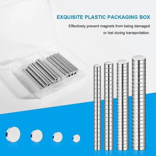 Alt view image 2 of 6 - 400Pcs Small Magnets, 4 Different Sizes Tiny Mini Magents, Multi-Use for Fridge, DIY, Office, Hobbies, Crafts and Science