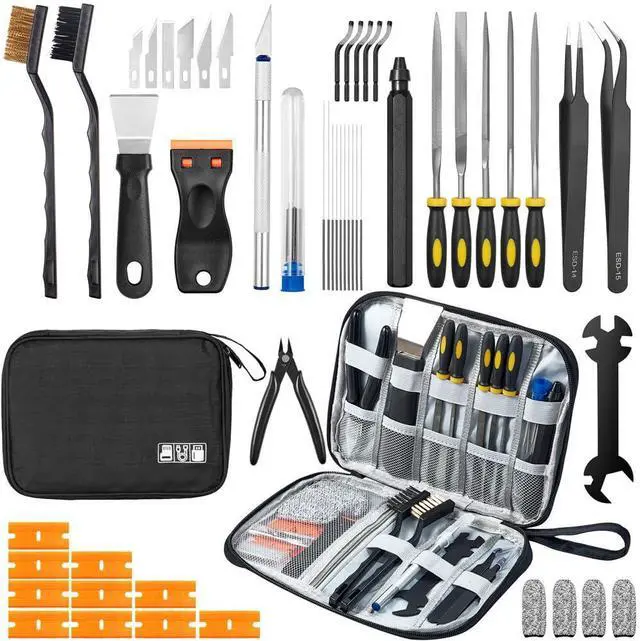 Main image of 50Pcs 3D Printer Tool Kit & Accessories for All FDM/SLA Printers, Includes Nozzle Cleaning Kit, Scraper, Deburring Tool, Files, Brushes - Complete Starter Kit with Case