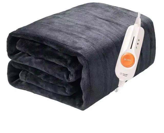 Main image of Electric Heated Blanket Throw,Double Flannel Electric Throw with 3 Heating Levels,ETL&FCC Certified, 4H Auto Off Overheat Protection,Heating Blanket for Home Office,Gifts,50"x60",Gray
