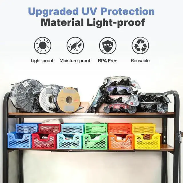 Alt view image 2 of 7 - Filament Vacuum Storage Kit with USB Pump, 20 Pack Light-Proof Vacuum Sealed Bags for 3D Filament, Spool Sealing for Keeping Dry and Clean (12.6 * 13.38 in)