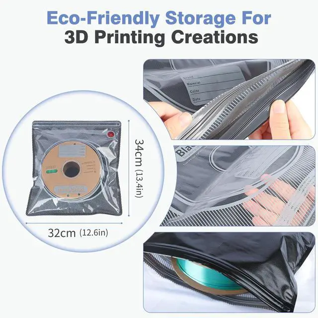 Alt view image 3 of 7 - Filament Vacuum Storage Kit with USB Pump, 20 Pack Light-Proof Vacuum Sealed Bags for 3D Filament, Spool Sealing for Keeping Dry and Clean (12.6 * 13.38 in)