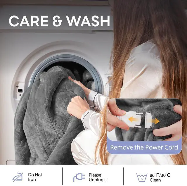 Alt view image 7 of 7 - Heated Blanket Electric Blanket Full Size 84"x72" Fast Heating Electric Blanket with 12 Hours Auto-Off and 6 Heating Settings Overheat Protection Cozy Soft Flannel Heated Throw Blanket ETL-Certified