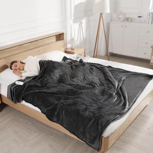 Alt view image 7 of 7 - Heated Blanket Full Size Electric Blanket 72" X 84" with 5 Heating Level & 10 Hour Auto Off, Ultra-Warm Selected Flannel Heating Blanket for Adults, Machine Washable, Gifts for Grandma(Charcoal Grey)