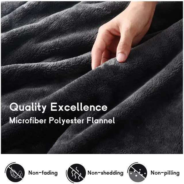 Alt view image 6 of 7 - Heated Blanket Electric Blanket Full Size 72''x84'' with 9 Heating Levels, 1-10 Hour Auto Shut Off, Machine Washable, Flannel & Sherpa Soft Warming Blanket for Couch, Bed, Office - Dark Grey