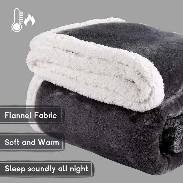 Alt view image 7 of 7 - Heated Blanket Electric Blanket Full Size 72''x84'' with 9 Heating Levels, 1-10 Hour Auto Shut Off, Machine Washable, Flannel & Sherpa Soft Warming Blanket for Couch, Bed, Office - Dark Grey
