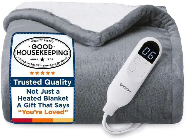 Main image of Heated Blanket Throw Blanket - Fast Heating Electric Blanket, Soft Flannel Heated Throw with 4 Time Settings, 6 Heating Settings, Warm Gifts for Grandma & Grandpa & Seniors (50x60, Grey)