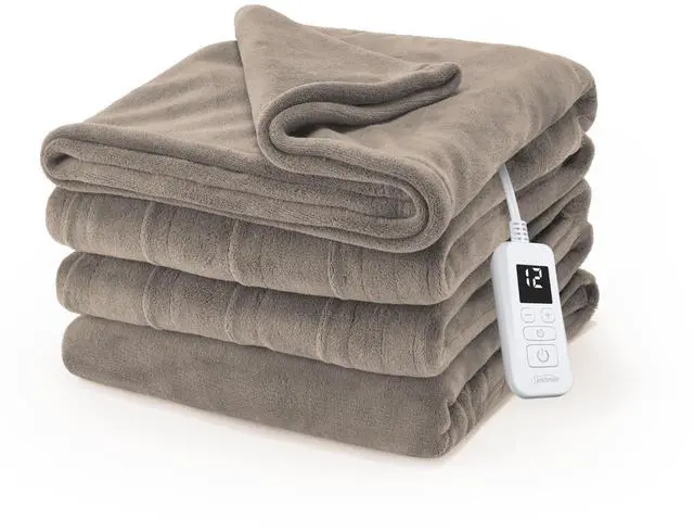 Main image of Electric Royal Luxe Microplush Heated Blanket, 12 Heat Settings, 12-Hour Auto Shut-Off, Fast Heating, Warm & Cozy, Machine Washable, Mushroom Color, Full (84" x 72")