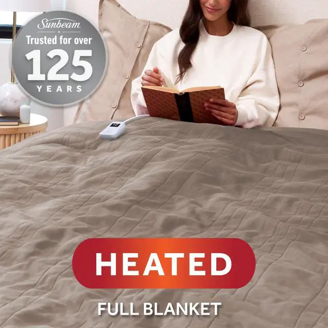 Alt view image 2 of 7 - Electric Royal Luxe Microplush Heated Blanket, 12 Heat Settings, 12-Hour Auto Shut-Off, Fast Heating, Warm & Cozy, Machine Washable, Mushroom Color, Full (84" x 72")