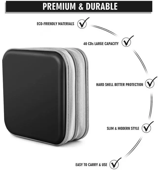 Alt view image 3 of 6 - CD Case, DVDS Wallet Holder, CD/DVD Case Wallet 40 Discs Heavy Duty Bag Binder Storage Booklet Album (Black)