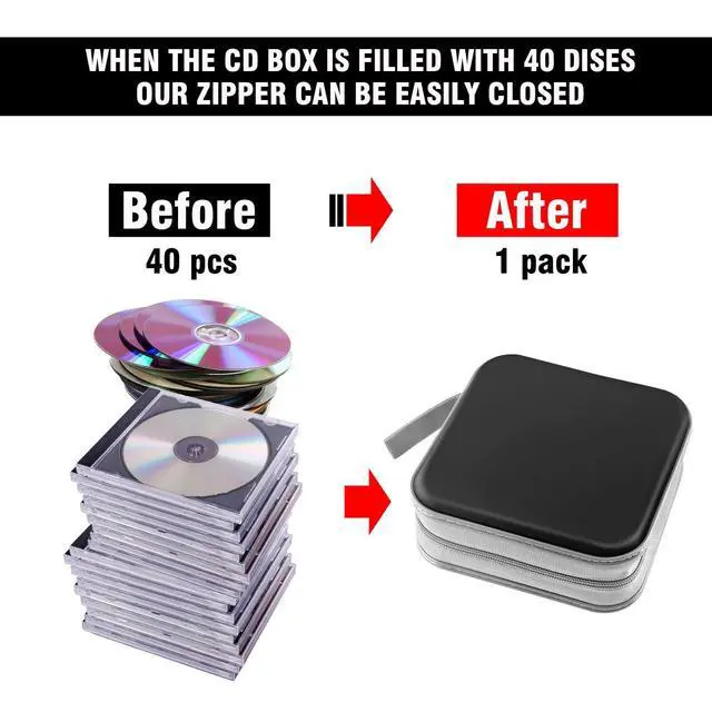 Alt view image 4 of 6 - CD Case, DVDS Wallet Holder, CD/DVD Case Wallet 40 Discs Heavy Duty Bag Binder Storage Booklet Album (Black)