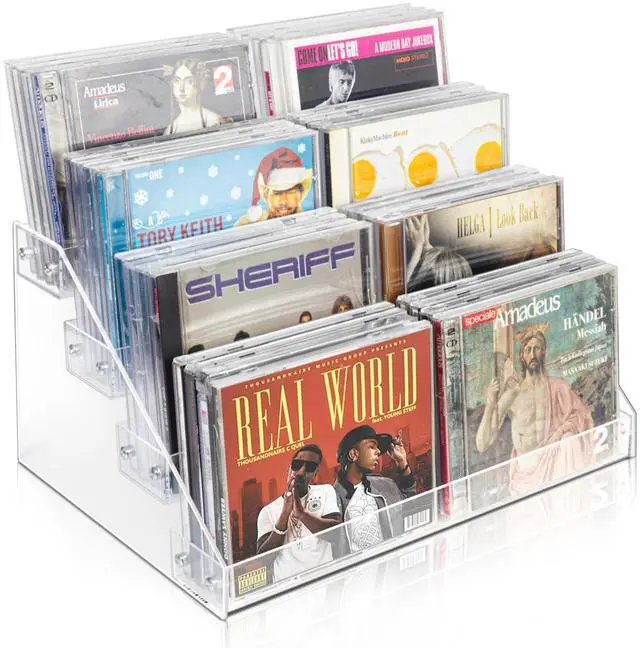 Main image of 4-Tier CD Storage Organizer, Dvd Case Holder Organizer CD Holder for 32 CD Jewel Cases