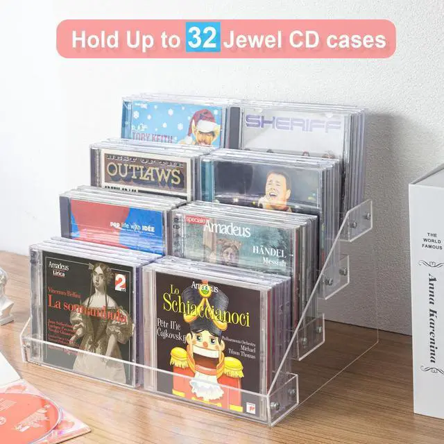 Alt view image 4 of 6 - 4-Tier CD Storage Organizer, Dvd Case Holder Organizer CD Holder for 32 CD Jewel Cases