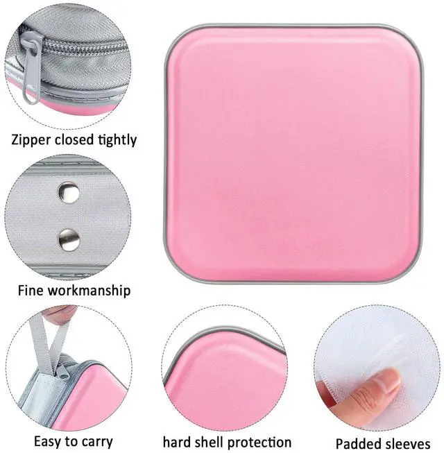 Alt view image 2 of 6 - CD Case, 40 Capacity CD/DVD Case Holders Wallet Hard Plastic DVD Disc Cases Storage Binder for Car Home Office Travel (Pink)