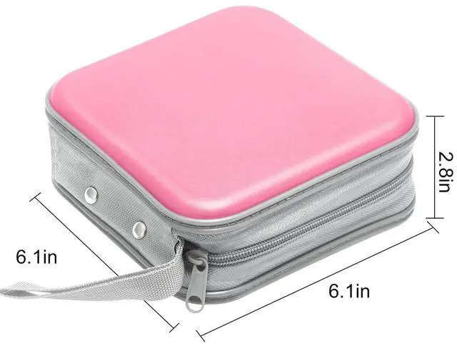 Alt view image 6 of 6 - CD Case, 40 Capacity CD/DVD Case Holders Wallet Hard Plastic DVD Disc Cases Storage Binder for Car Home Office Travel (Pink)