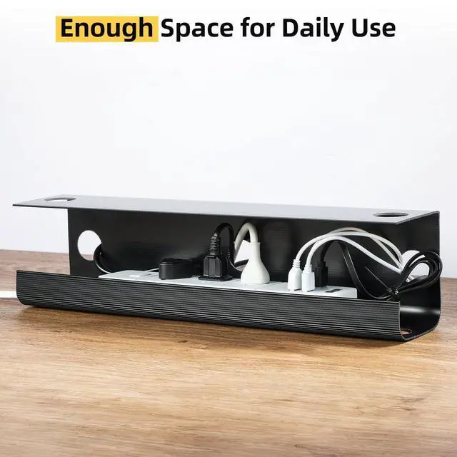 Alt view image 4 of 7 - 2 Pack Cable Management Under Desk, 31.5 in Under Desk Cable Management Tray,Cord Hider,Cord Organizer, No Screw Wire Management for Office and Home, Black