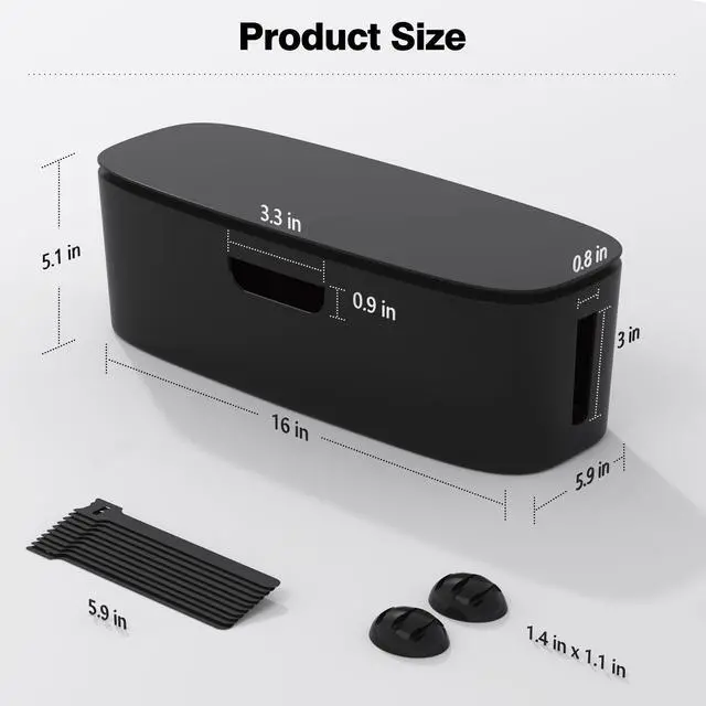 Alt view image 2 of 7 - Cable Management Box - Large Cord Organizer Box to Hide Power Strip & Under Desk, TV Computer Wires Cable Organizer Box with Baby Proofs, Desk Cord Organizer for Home/Office - Black