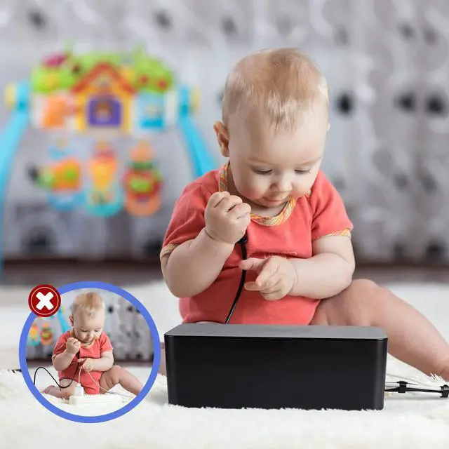 Alt view image 6 of 7 - Cable Organizer Box Set of Three, Power Cover Cord Holder Surge Protector for Desk (Black)