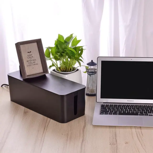 Alt view image 7 of 7 - Cable Organizer Box Set of Three, Power Cover Cord Holder Surge Protector for Desk (Black)