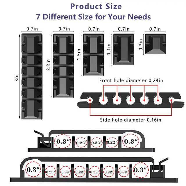 Alt view image 5 of 7 - 327 PCS Cable Management Kit 4 Cable Cable Sleeves,65 Cable Clips with 13Cord Holders,25 Roll Cable Organizer Straps,200 Fastening Cable Ties,20 Cable Zip Tie Mounts for Computer (Black)