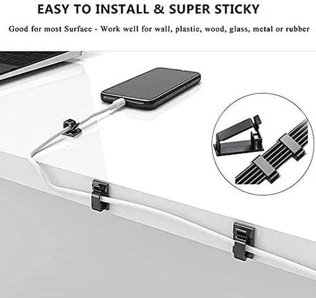 Alt view image 5 of 7 - Cord Management Organizer Kit 4 Cable Sleeve split with 41Self Adhesive Cable Clips Holder, 10pcs and 2 Roll Self Adhesive tie and 100 Fastening Cable Ties for TV Office Car Desk Home