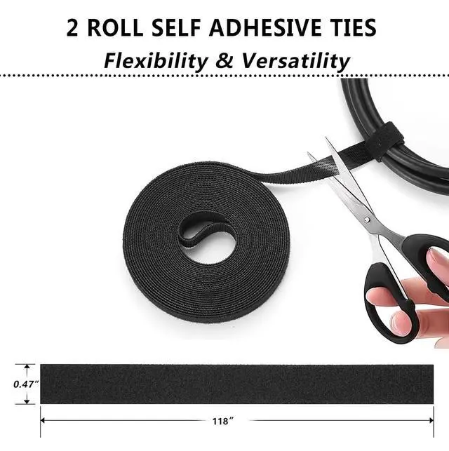 Alt view image 6 of 7 - 311Pcs Cable Management Organizer Kit 4 Cable Sleeve Split,53Cable Clips 12Cord Clips Holder,22 Cable Ties, 20 Adhesive Wall Cable Tie, 200Fasten Cable Ties for TV Office Home Electronics