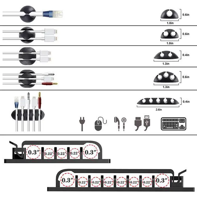 Alt view image 4 of 7 - 311Pcs Cable Management Organizer Kit 4 Cable Sleeve Split,53Cable Clips 12Cord Clips Holder,22 Cable Ties, 20 Adhesive Wall Cable Tie, 200Fasten Cable Ties for TV Office Home Electronics