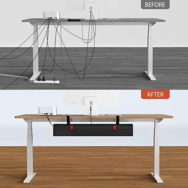 Alt view image 7 of 7 - No Drill Under Desk Cable Management Tray, 36" Cord Organizer for Table, Clamp/Screw Mount Desk Cable Management, Premium Fabric Cable Management Tray for Office, Home