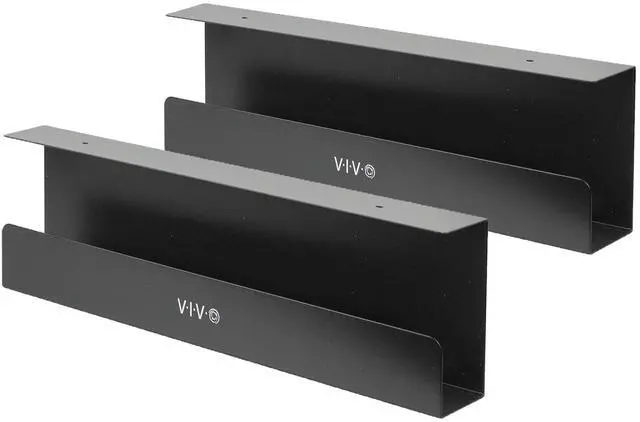 Main image of Under Desk 17 inch Cable Management Trays, Power Strip Holders, Cord Organizers, Wire Tamers for Office and Home, Black, 2 Pack, DESK-AC06-2C