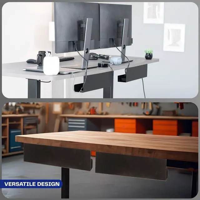 Alt view image 6 of 7 - Under Desk 17 inch Cable Management Trays, Power Strip Holders, Cord Organizers, Wire Tamers for Office and Home, Black, 2 Pack, DESK-AC06-2C