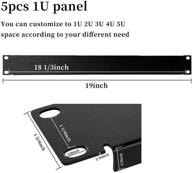 Alt view image 2 of 7 - 1U Blank Panel Rack Mount Spacer Filler Panel 19" Black Rack Blanking Blind Panel for Server Network Rack Enclosure Or Cabinet-5pcs (1U-5PCs)