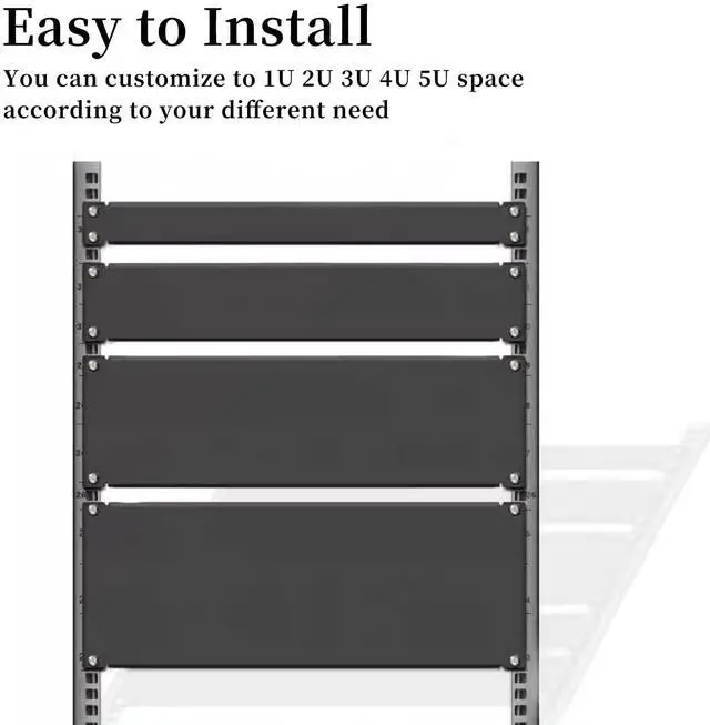 Alt view image 3 of 7 - 1U Blank Panel Rack Mount Spacer Filler Panel 19" Black Rack Blanking Blind Panel for Server Network Rack Enclosure Or Cabinet-5pcs (1U-5PCs)