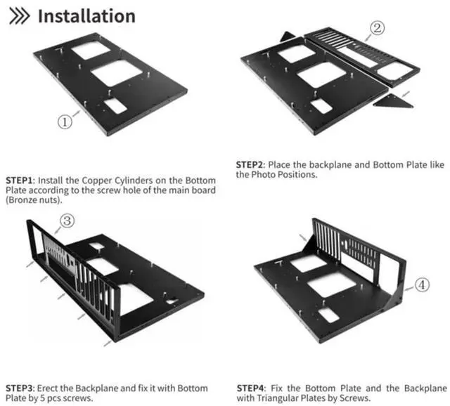 Alt view image 2 of 6 - DIY Gaming Computer Case, ATX Open Chassis Case Rack Open Air Pc Case for A TX/M-ATX/ITX Motherboards up to 305x245mm