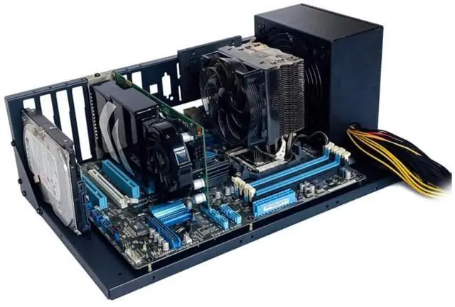 Alt view image 3 of 6 - DIY Gaming Computer Case, ATX Open Chassis Case Rack Open Air Pc Case for A TX/M-ATX/ITX Motherboards up to 305x245mm