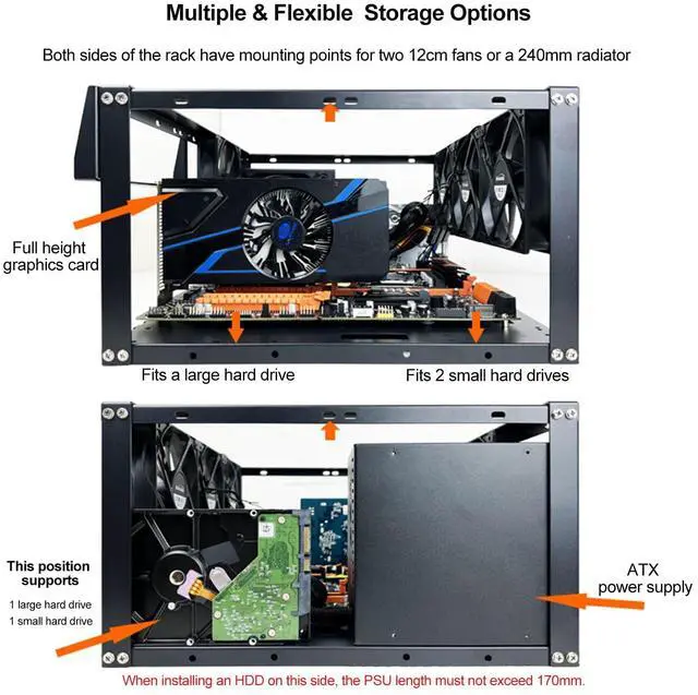 Alt view image 4 of 6 - PC Test Bench,Open Air PC Case,Open Frame Computer Chassis, DIY Stackable Techbench Server Rack Mount PC Case for ATX MATX ETAX X79 X99 X10DRL-I X12DPI-N6 Micro ATX Motherboards
