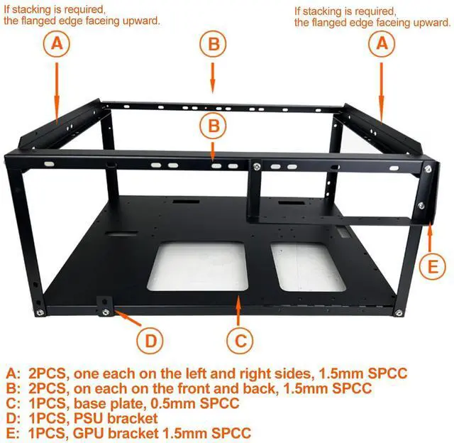 Alt view image 6 of 6 - PC Test Bench,Open Air PC Case,Open Frame Computer Chassis, DIY Stackable Techbench Server Rack Mount PC Case for ATX MATX ETAX X79 X99 X10DRL-I X12DPI-N6 Micro ATX Motherboards