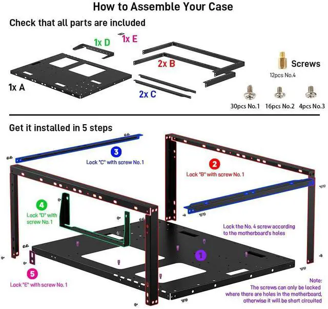 Alt view image 3 of 6 - PC Test Bench, Open Air PC Case, Open Frame Computer Chassis, Techbench Server Rack Mount PC Case for ETAX ATX MATX ETAX X79 X99 Micro ATX Motherboards (Stackable)