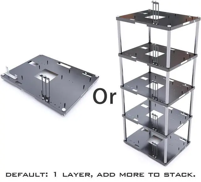 Alt view image 3 of 6 - Stackable Open Air Computer Case Rack Modular PC Frame Chassis for ATX/MATX/ITX Motherboards, Ideal for Studio, Mining Rig, DIY Builds