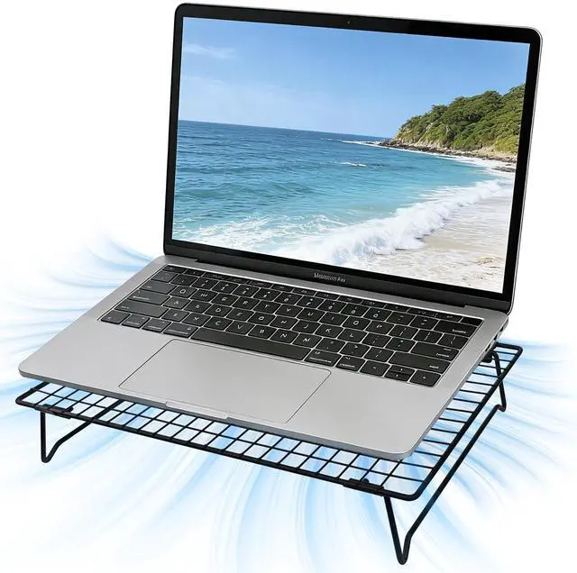 Main image of Laptop Cooling Pad Stand with Cooling Mesh, Height Adjustable Metal Laptop Stand for DeskErgonomic Notebook Riser Fits Most 10-16 Inch Laptops