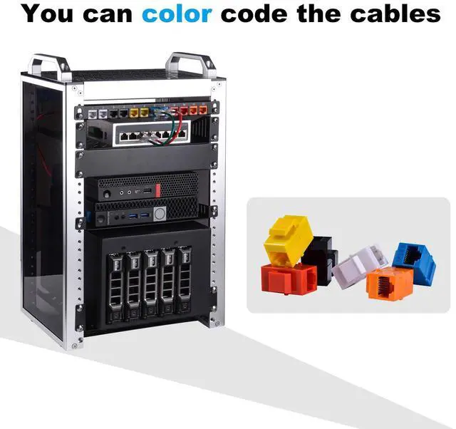 Alt view image 3 of 7 - 12-Pack Cat6 RJ45 Keystone Jack Insert, Ethernet Keystone Jack for Patch Panel, Multicolor