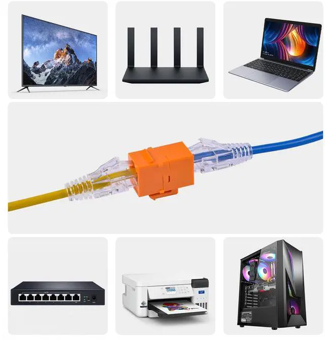 Alt view image 5 of 7 - 12-Pack Cat6 RJ45 Keystone Jack Insert, Ethernet Keystone Jack for Patch Panel, Multicolor