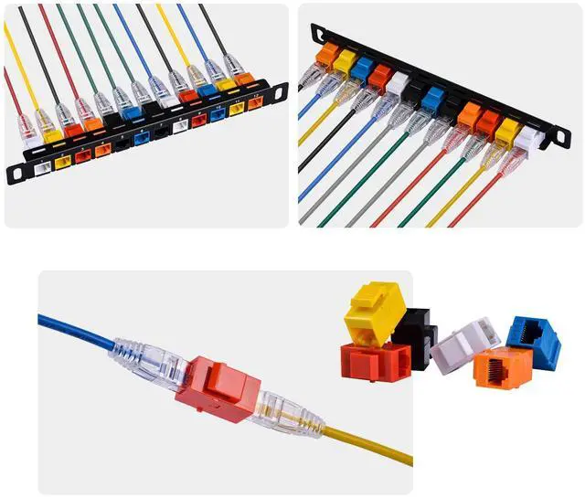 Alt view image 4 of 7 - 12-Pack Cat6 RJ45 Keystone Jack Insert, Ethernet Keystone Jack for Patch Panel, Multicolor