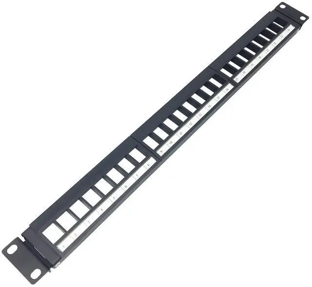 Main image of 1U Hinged 24 Port Blank Keystone Patch Panel for 19 Inch Rackmount or Wall Mount UTP Unloaded Patch Panel for Ethernet Cat6,Cat5, Cat5E Keystone Jacks or Multimedia (1U24PP)