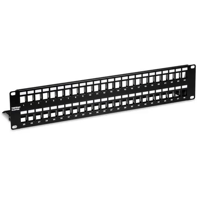 Alt view image 5 of 5 - 48-Port Blank Keystone Shielded 2U HD Patch Panel, TC-KP48S, 2U 19 Metal Rackmount Housing, Network Management Panel, Recommended with TC-K06C6A Cat6A Keystone Jacks (Sold Separately)