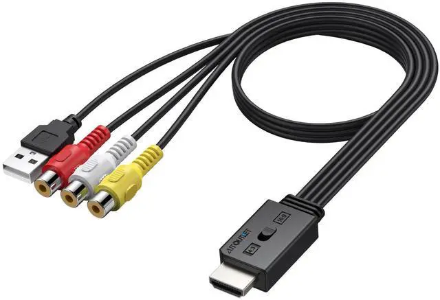 Main image of RCA to HDMI Converter with Aspect Ratio Switch (4:3/16:9), 1080P/720P AV to HDMI Composite CVBS Video Audio Adapter Supports PAL/NTSC for Wii/N64/PS2