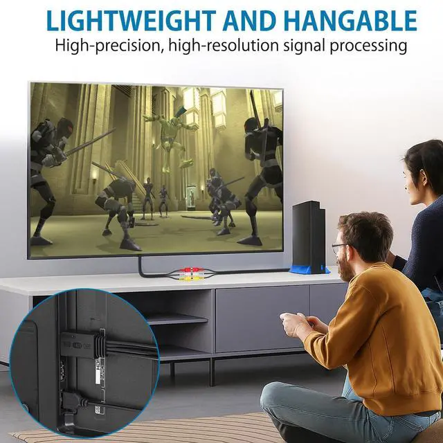 Alt view image 7 of 7 - RCA to HDMI Converter with Aspect Ratio Switch (4:3/16:9), 1080P/720P AV to HDMI Composite CVBS Video Audio Adapter Supports PAL/NTSC for Wii/N64/PS2