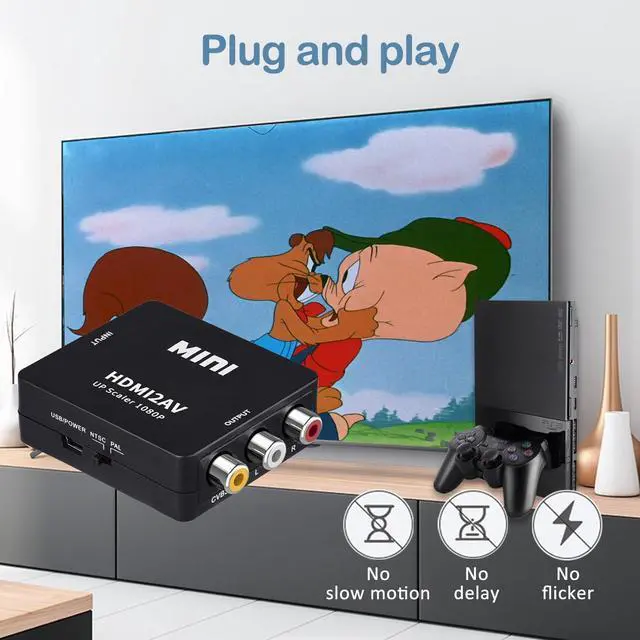 Alt view image 5 of 7 - HDMI to RCA Converter with RCA and HDMI Cable, 1080P HDMI to AV 3RCA CVBs Composite Video Audio rAdapter Supports PAL/NTSC for TV Stick, Apple TV, PC, Laptop, Xbox, DVD